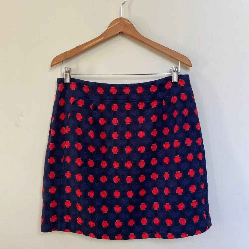 Boden Women's Embroidered Blue & Red A-Line Mini Skirt Academic Preppy 10R - Picture 6 of 6